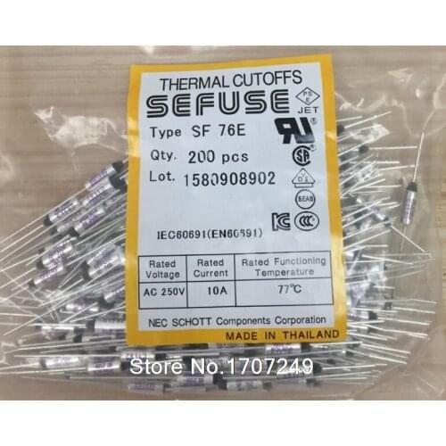 Free Shipping 5PCS/lot NEW SF76E SEFUSE Cutoffs Thermal Fuse 77C 77 Degree 10A 250V Metal fuse SF76E