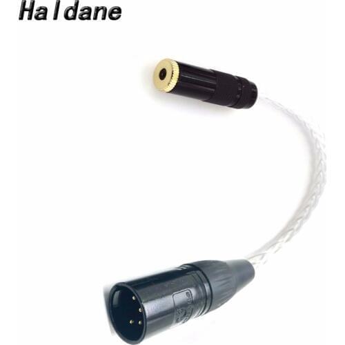 Free Shipping Haldane 4Pin XLR Male Balanced to 3.5mm Female 8 croes 7N OCC Silver Plated Audio Adapter Cable Headphone Cable