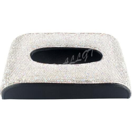 Car Bling Sparkly Crystals Leather Car Tissue Box Leopard Luxury Fashion Towel Paper Cover Case for Car