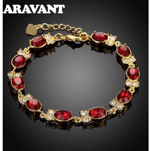 925 Sliver 18K Gold Owl Red Zircon Charm Bracelet For Women Wedding Fashion Jewelry