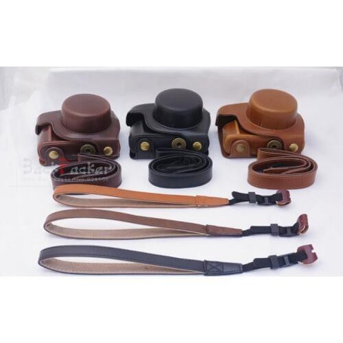 3 Color GF8 DSLR Camera Bag PU Case With Camera Strap Fits For Panasonic GF8 GF7 with 14-42mm, 12-32mm lens Camera Accessories