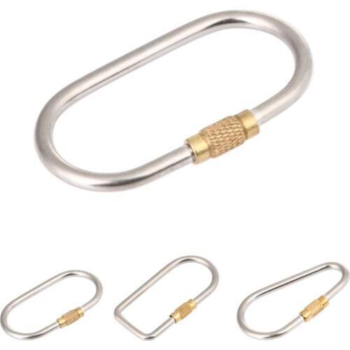 Titanium Alloy D Shape Carabiner Screw Lock Bottle Hook Buckle Hanging Padlock Key Chain Outdoor Camping Hiking Mini Multi Tools