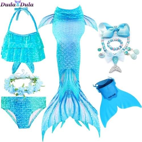 Kids Mermaid Tail Swimsuit Cosplay Costume With Monofin Flipper Mermaid Costume Cosplay Children Swimsuit Fantasy Beach Bikini