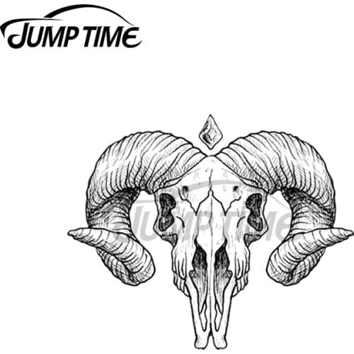 JumpTime 13 x 6cm Illustrated Goat Skull Car Stickers Windshield Refrigerator Decal Windows Vinyl Material Creative SUV Graphics