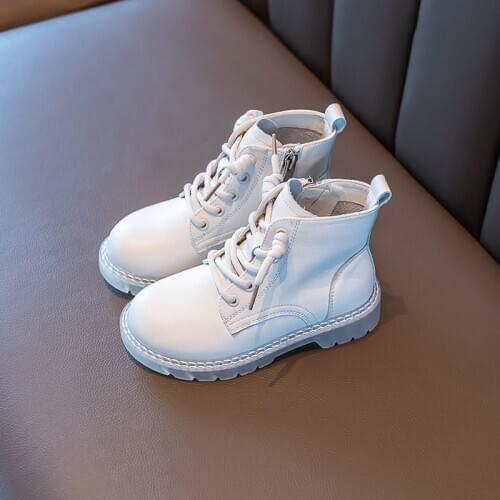 Teens Girls Kids Winter Short Maritn Boots For Girls School Orange White PU Leather Ankle Boots 5 6 7 8 10 11 12 Years New 2020