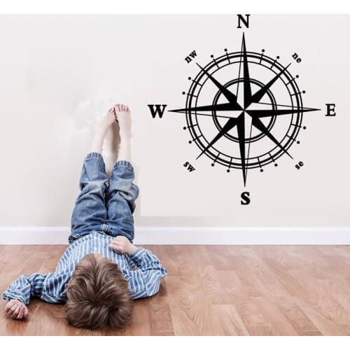Creative Home Decor Vinyl Removable Compass Wall Sticker Waterproof Living Room Wallpaper
