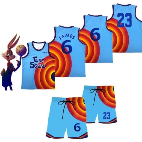 Space Jam 2 Jersey Movie Cosplay James Tune Squad Kids Vest Shirt Shorts Suit Summer Boys Girls 3D Rendering Pattern Sportswear