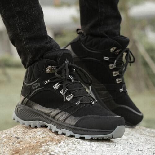 2020 mens military boots warm leather snow boots mens outdoor work boots mens hiking shoes fashion rubber ankle army boots