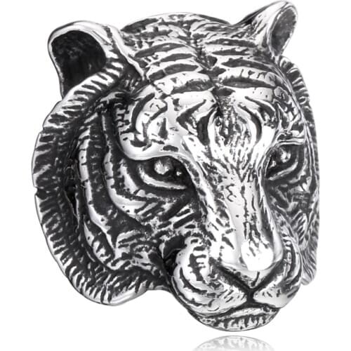 Stainless steel huge tiger head ring men party fashion ring as gift