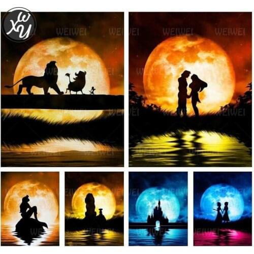 Romantic Moonlight Diamond Painting Kits for Adults Sweet Lover Diamond Mosaic 5D Landscape Full Drill Embroidery for Home Decor