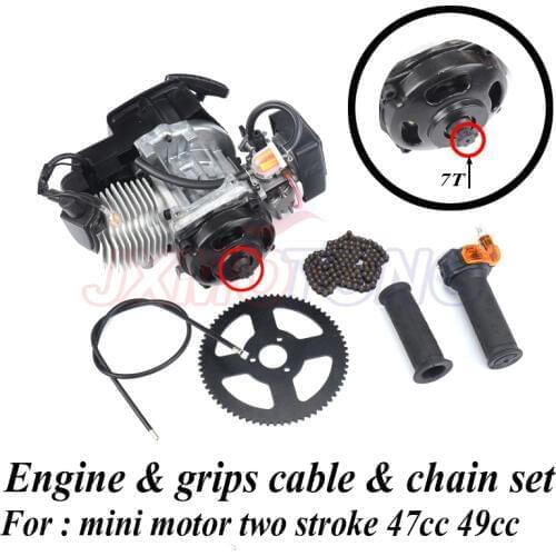 7 teeth 47cc 49cc 2 Stroke Pull Start Engine & grips cable & chain set kit For two stroke Mini motor Dirt Bike ATV Pocket