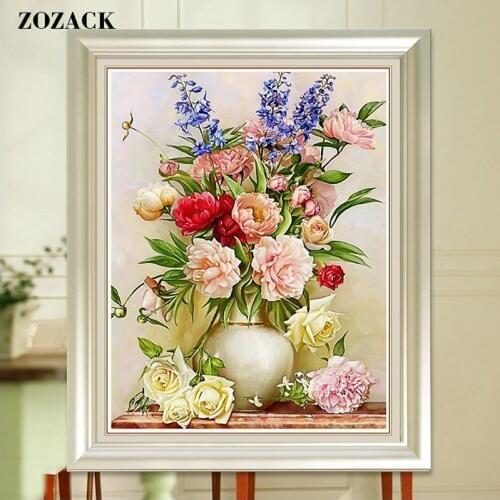 DIY Needlework cross-stitch kits Royal paintings flowers vase Home Decor DMC chinese printed Cross Stitch Kits for Embroidery