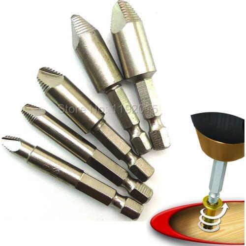 5pc 1/4" Hex Screw Extractor Drill Guide Damaged Stripped Rusted Screw Broken Wood Bolt Faster Speed Easy Out Stud Remover Tool