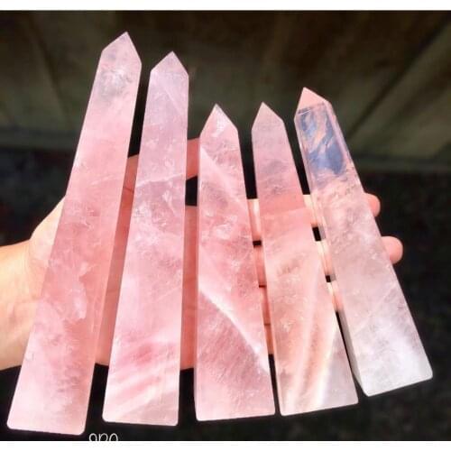 Natural Rose Quartz Crystal Point Mineral Ornament Home Decoration DIY Gift 1PC