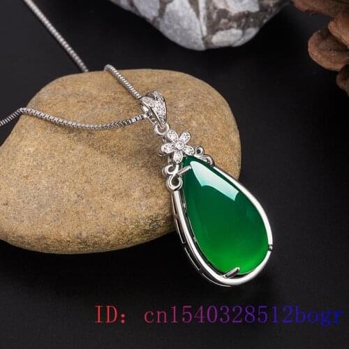 Jade Water droplet Pendant Gifts Necklace Natural Chalcedony Amulet Women Fashion Charm Hetian Jewelry 925 Silver Chinese