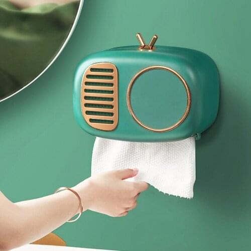 NHBR Retro Radio Model Tissue Box Desktop Paper Holder Vintage Dispenser Storage Napkin Case Organizer Ornament Craft