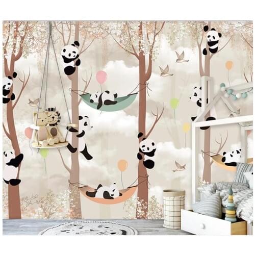 Custom photo wallpapers 3d wall murals wallpaper Cartoon panda tree mural children room background wall papers home decoration