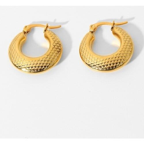 INS Exaggerated temperament C-shaped geometric earrings 18K gold plated stainless steel huggie earrings