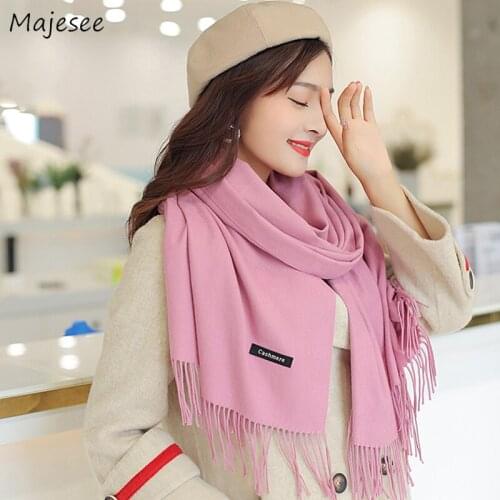 Scarves Women Solid Simple Winter Warm Soft High Quality Females Wraps Long All-match Elegant Korean Style Harajuku Student Girl