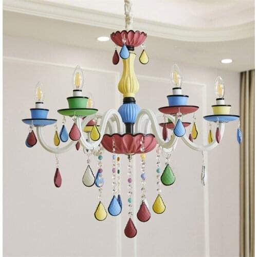 Modern Colorful Crystal Chandelier Fixture Lighting Living Room Kids Room Pendant Lamp Suspension Lamps PA0238
