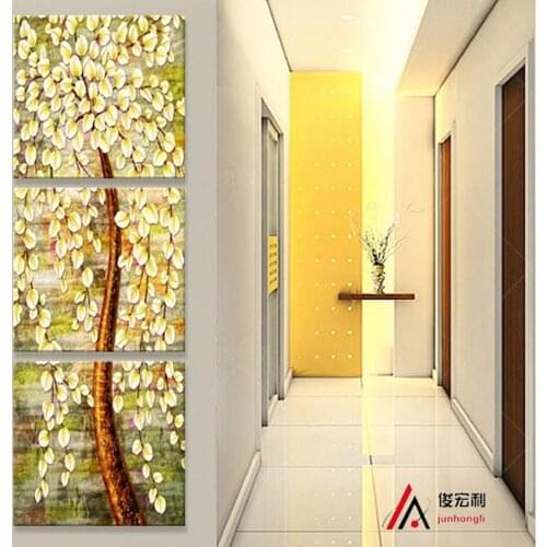 Stereoscopic money tree diamond painting Full Square,round diamond,rhinestone embroidery Mosaic Triptych 5d ,A933