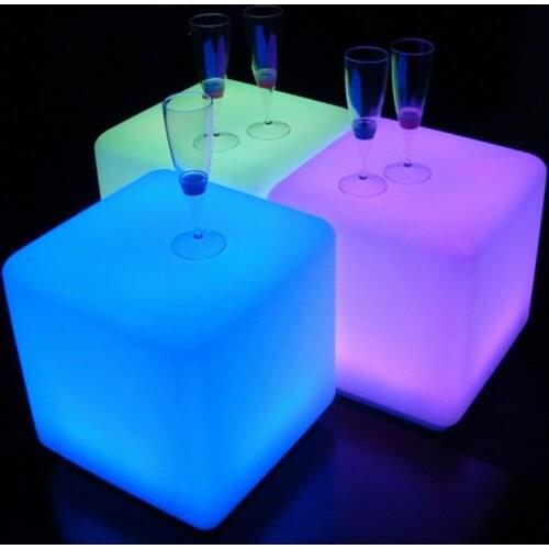 16Inch RGB LED Light Cube Seat Chair Waterproof Rechargeable Bench LED Lighting + Remote Control For Bar Disco NightClub Decor