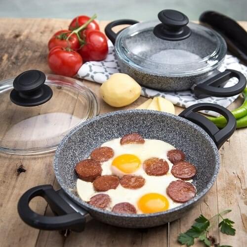 Titan granite 6 Piece Sahan Set Gray cooking scaling great Set 6 Piece pan cooking, fireproof non-stick set high resistance