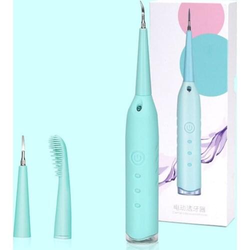 Portable USB Electric Sonic Dental Scaler Tooth Cleaner Remover Stains Tartar with Toothbrush Heads+Mouth Speculum+Grinding Head