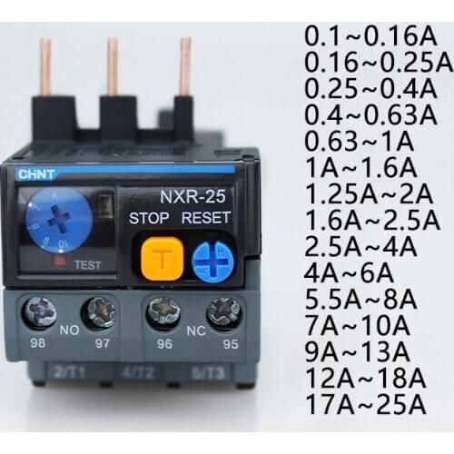 CHINT Maximum AC 690V Thermal overload protector NXR-25 50HZ/60HZ temperature compensation Optional current Motion instructions