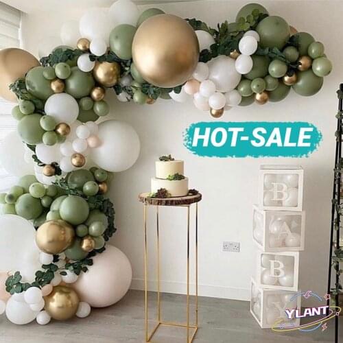YLANT 152pcs Green Silver Metal Balloon Garland Wedding Birthday Balloons Decoration Party Balloons For Kids Baby Shower