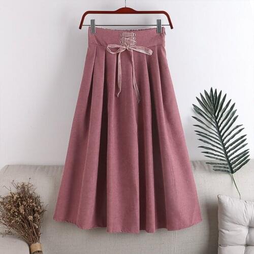 Elastic Waist Tie Bow Skirt Womens Autumn And Winter New High Waist Show Thin Skirt