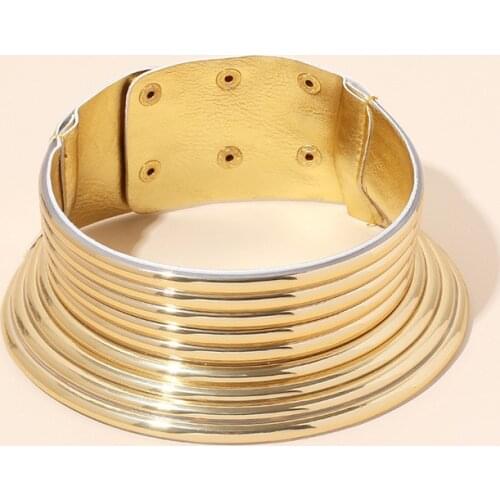 Statement Goth Wide PU Leather Choker Collar Gold Silver Black Color Choker Necklaces For Women Vintage Party Jewelry E118