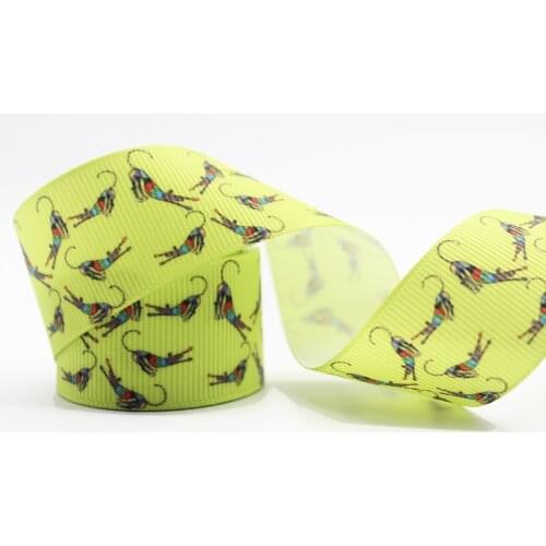Yellow Greyhound Dog Printed Grosgrain Ribbon DIY Handmade Materials Hair Accessories Wedding Gift Wrap Tape 1" Ribbons 16-75 MM