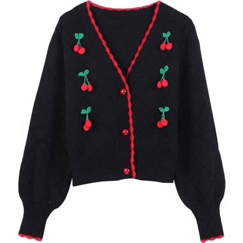 Runway Korean Fashion Clothes 2020 Autumn Winter Women Christmas 3D Flower Embroidery White V-Neck Cardigan Sweater Clothes