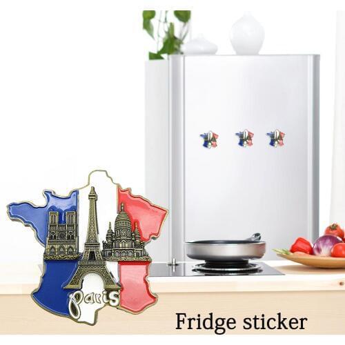 1pcs Creative 3D Metal Magnet France Map Fridge Sticker Resin Sticker Paris Tourist Souvenir Home Decoration Dropshipping