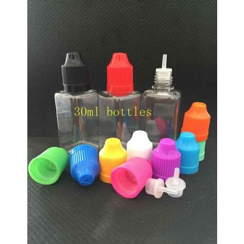 1000pcs Square Bottle Plastic dropper E liquid oil Bottle 11 colors Childproof Tamper Cap empty plastic bottles 30ml