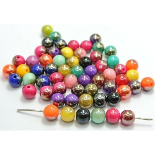 200 Mixed Color Acrylic Bubblegum AB Luster Round Beads Spacer 8mm (0.31")