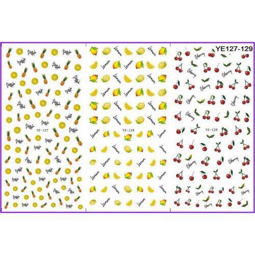 3 PACKS/LOT WATER NAIL STICKER DECAL FRUIT LEMON PINEAPPLE CHERRY YE127-129
