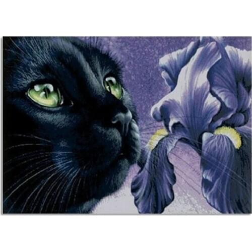 3D DIY Diamond Painting Black Cat Square Crystal Rhinestone Diamond Embroidery Pasted Mosaic Needlework Pictures