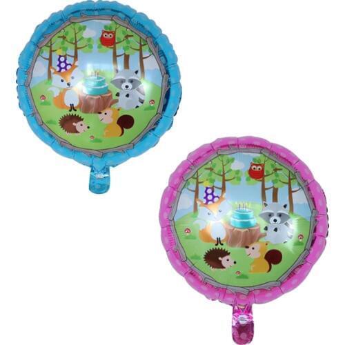 5pcs 18inch round shape jungle animal balls squirrel Hedgehog Raccoon fox foil balloon for kids toys baby kindergarten decoratio