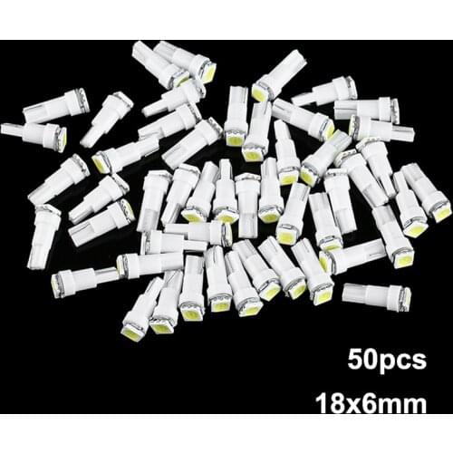 50pcs 12V T5 5050 SMD White LED Car Interior Light Dashboard Gauge Cluster Instrument Panel Light Bulbs Repair Parts Accessories