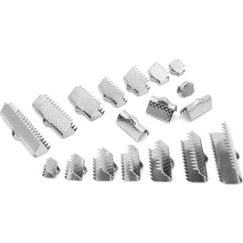 50pcs Stainless Steel Silver Tone Textured Crimp End Caps Tip for DIY Necklace Jewelry Connector Findings 6.5 8.5 10 13 15mm