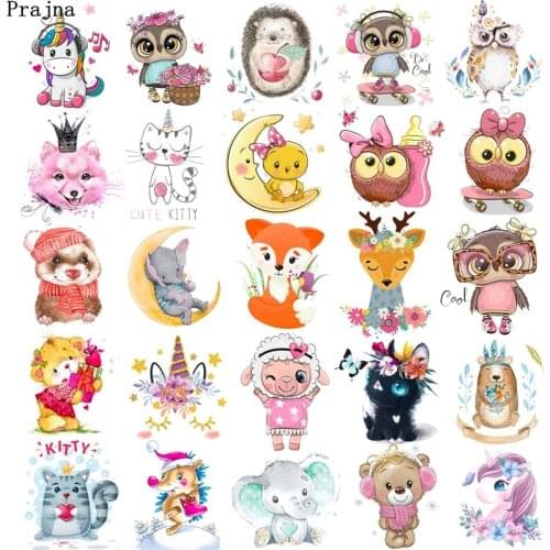 Animal Applique Iron-on Transfers For Clothing Unicorn/Koala/Cat/Elephant Heat Transfer Thermal Stickers For Kids T Shirt Logo