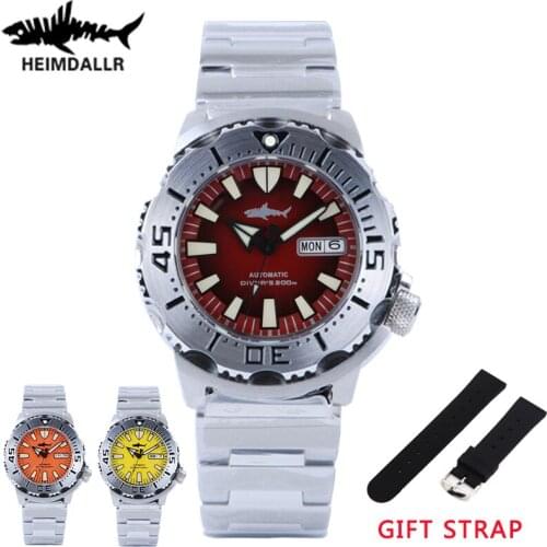 HEIMDALLR Men Automatic Watch NH36A Mens Mechanical Watches Sapphire Glass Snowflake Dial Luminous 200M Diving Watch Monster