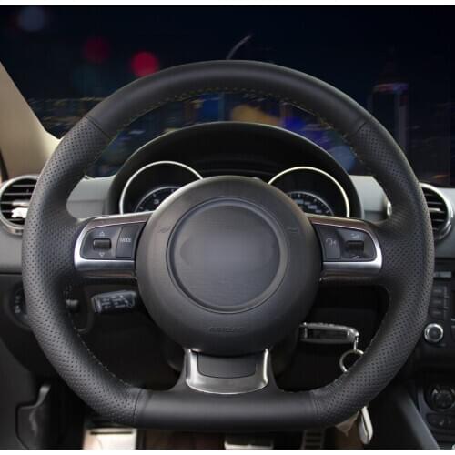 Black Artificial Leather Car Steering Wheel Cover for Audi TT TTS (8J) 2006-2014 A3 S3 (8P) Sportback 2008 2009-2012 R8 (42)