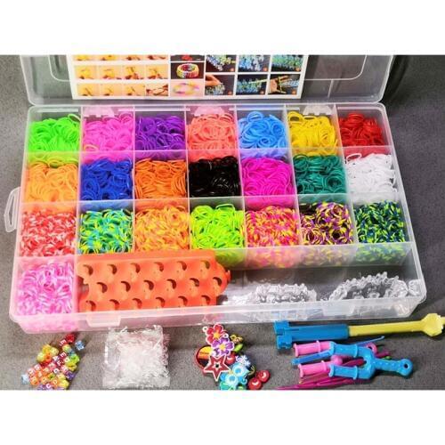Children Colorful Rubber Band Loom Set DIY Craft Toy Elastic bracelet Set Weaving Machine Ribbon Knitted Figures Charms Toy