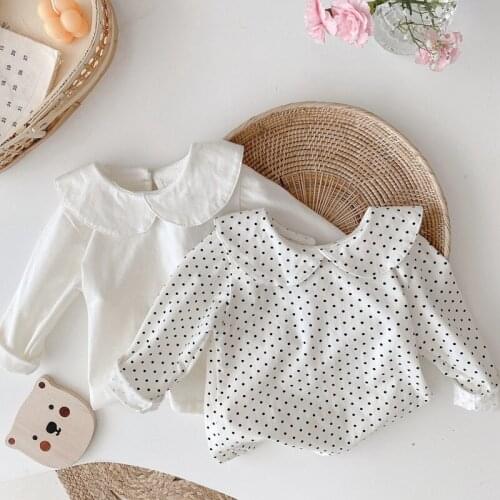 Chindren Kids Outfits Autumn Gitls T-shirt Baby Long Sleeve Dot Polka Basic Tops Tee S12977