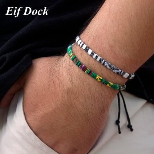 Eif Dock Ethnic Bohemian Boho Wave Handmade Bracelet for Women Vintage Cotton Rope Stackable Charms Bracelet Beach Jewelry