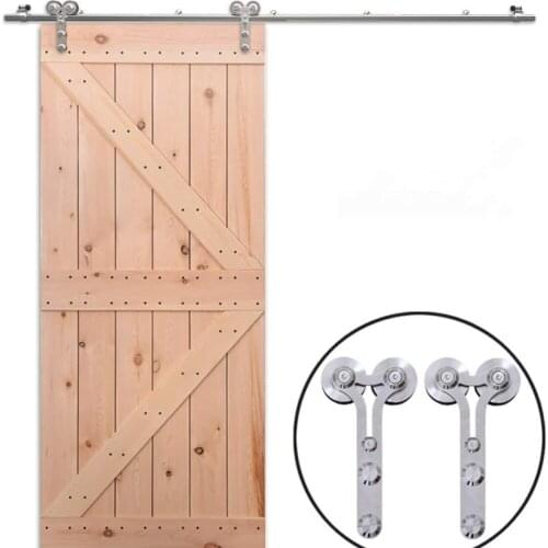 JACHOR 4-16FT Y-Shaped Stainless Steel Barn Door Slides Hardware Wood Door Hanger Roller Track System Single Door Pulley