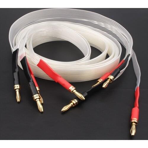 HiFi Audio Speaker Cable OCC Silver Plated Speaker Wire Pure Copper Banana Plug